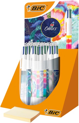 Balpen Bic 4kleuren M Botonical en Tie Dye 1 Stuk