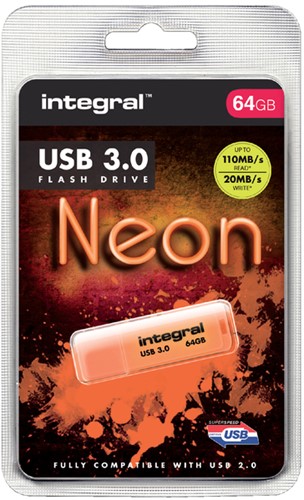 USB stick 3.0 Integral 64GB neon oranje 1 Stuk-2