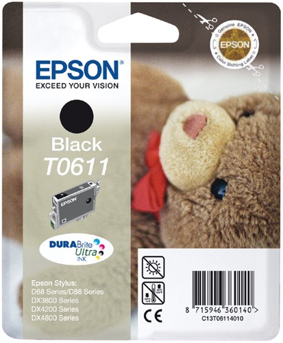 Inktcartridge Epson T0611 zwart 1 Stuk