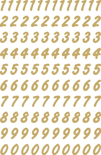 Etiket HERMA 4151 8mm getallen 0-9 goud op transp 2 Vel