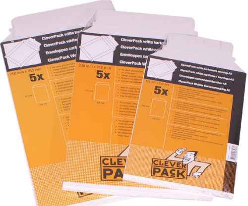Envelop CleverPack karton A4 240x315 5st wit 5 Stuk