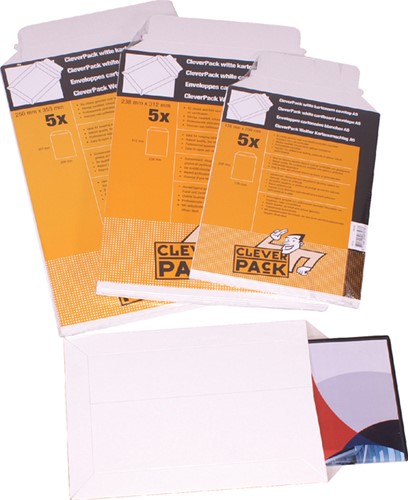 Envelop CleverPack karton A5 176x250 5st wit 5 Stuk-1