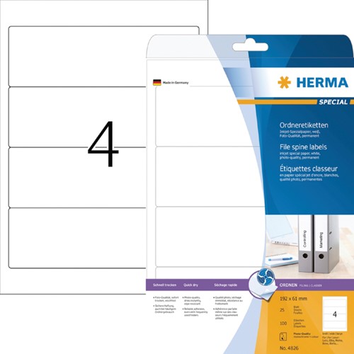 Rugetiket HERMA 5095 breed 61x192mm zelfklevend wt 25 Vel