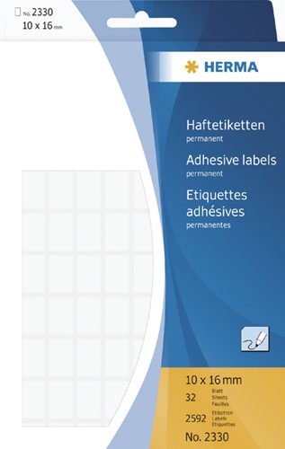 Etiket HERMA 2330 10x16mm wit 2592stuks 32 Vel