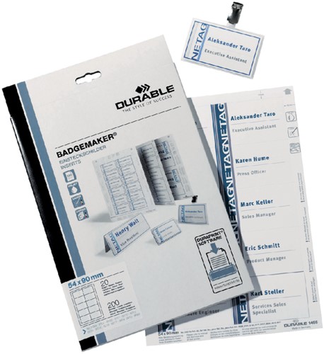 Badgekaart Durable 1455 bedrukbaar 54x90mm 200st 200 Stuk-2
