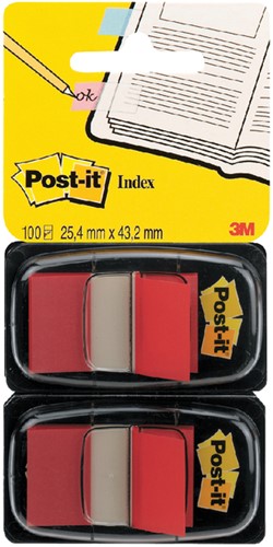 Indextabs Post-it 680 25.4x43.2mm duopack rood 100 Stuk