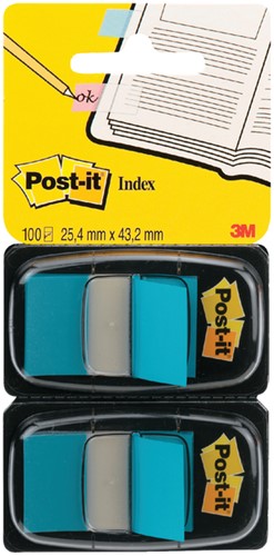 Indextabs Post-it 680 25.4x43.2mm duopack blauw 100 Stuk