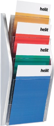 Folderhouder Helit wand 4x A4 zilver 1 Stuk