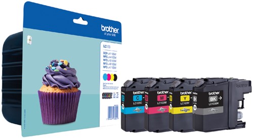 Inktcartridge Brother LC-123VALBP zwart +3 kleuren 4 Stuk