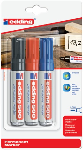 Viltstift edding 500 schuin 2-7mm ass 3 Stuk