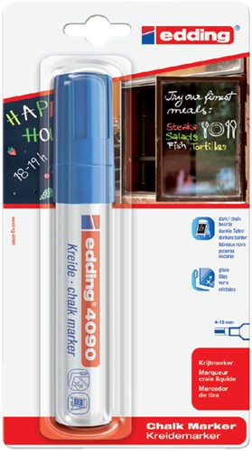 Krijtstift edding 4090 window blok 4-15mm blauw 1 Stuk