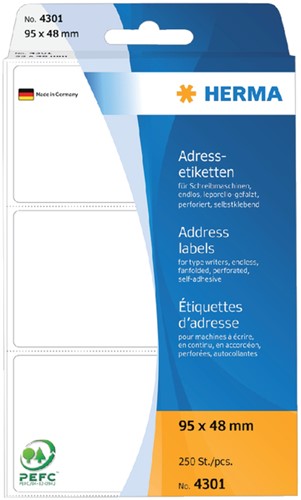 Etiket HERMA adres 4301 95x48mm zig-zag 250st 250 etiket