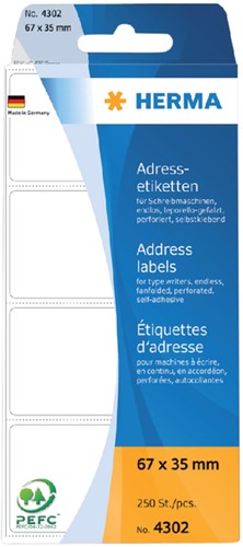 Etiket HERMA adres 4302 67x35mm 250stuks zig-zag 250 etiket