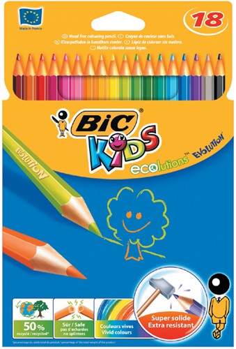 Kleurpotlood BicKids Evolution ecolutions ass 18 Stuk-2