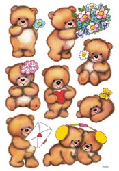 Etiket HERMA 3578 beren met bloemen 3 Vel