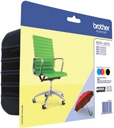 Inktcartridge Brother LC-229XLVALBP zw 3 kleuren 4 Stuk