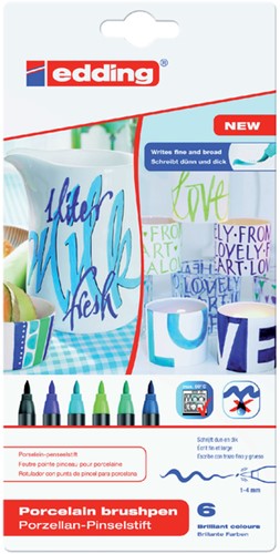 Brushpen edding 4200 porselein koele kleuren 6 Stuk
