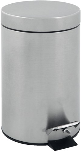 Afvalbak pedaalemmer rond 3liter mat rvs 1 Stuk