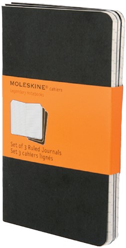 Schrift Moleskine pocket lijn 120pag zwart 3 Stuk