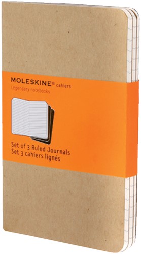 Schrift Moleskine lijn 128pag pocket kraft 3 Stuk