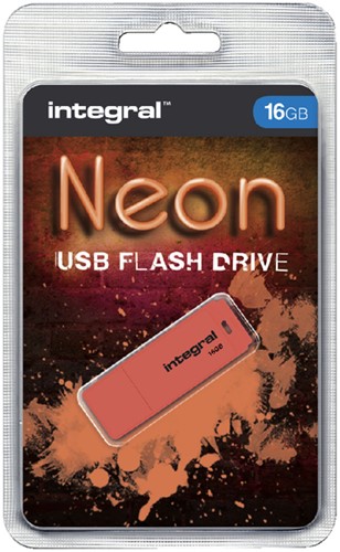 USB stick 2.0 Integral Neon USB-A 16GB oranje 1 Stuk