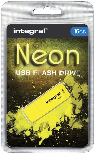 USB stick 2.0 Integral 16Gb neon geel 1 Stuk