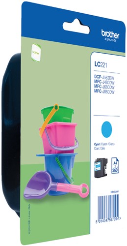Inktcartridge Brother LC-221C blauw 1 Stuk