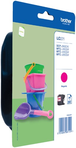 Inktcartridge Brother LC-221M rood 1 Stuk