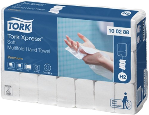 Handdoek Tork H2 Premium 2laags 212x340mm 100288 21 pak-1