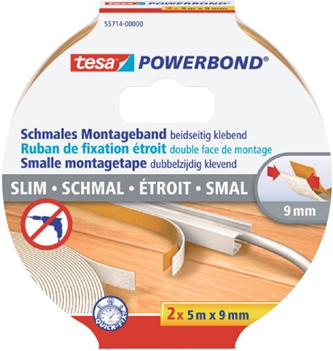 Dubbelzijdige montagetape tesa Small 5mx9mm wit 2 Stuk