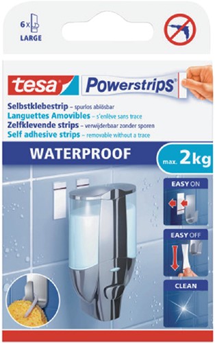 Kleefstrips Tesa Powerstrips waterproof LARGE 2kg 6 Stuk