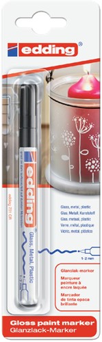 Viltstift edding 751 lak rond 1-2mm blist1 zwart 1 Stuk