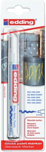 Viltstift edding 750 lak rond 2-4mm blist1 wit 1 Stuk