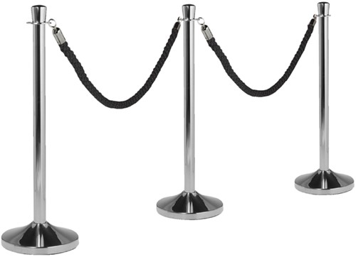 Afzetkoord Securit 150cm zwart chroome knop 1 Stuk-2