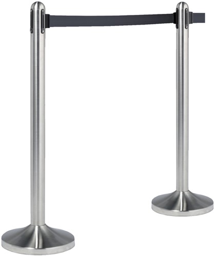 Afzetpaal Securit RVS met rolband 210cm zwart 1 Stuk-2