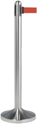 Afzetpaal Securit RVS met rolband 210cm rood 1 Stuk