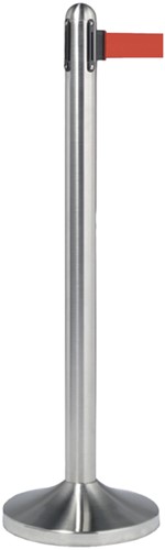 Afzetpaal Securit RVS met rolband 210cm rood 1 Stuk