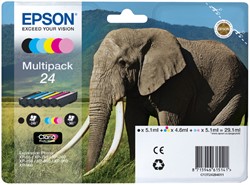 Inktcartridge Epson 24 T2428 foto HD zw + 5kl 6 Stuk