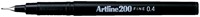 Fineliner Artline 200 rond F zwart 1 Stuk