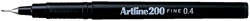 Fineliner Artline 200 rond F zwart 1 Stuk