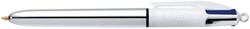 Balpen Bic 4kleuren shine M zilver 1 Stuk
