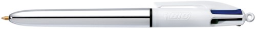 Balpen Bic 4kleuren shine M zilver 1 Stuk