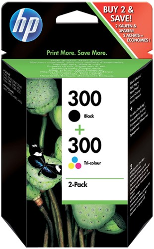 Inktcartridge HP CN637EE 300 zwart + kleur 2 Stuk
