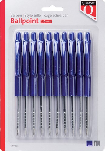 Balpen Quantore drukknop blauw 10 Stuk