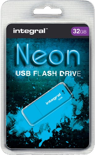 USB stick 2.0 Integral 32GB neon blauw 1 Stuk