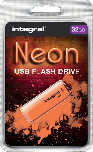 USB stick 2.0 Integral 32GB neon oranje 1 Stuk