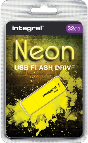 USB stick 2.0 Integral Neon USB-A 32GB geel 1 Stuk