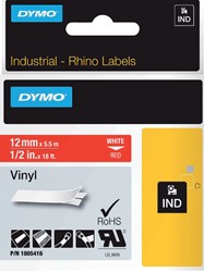 Labeltape Dymo Rhino industrieel vinyl 12mm rood 1 Stuk