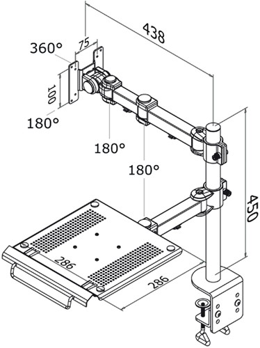 Laptoparm Neomounts D960 27 inch klem zwart 1 Stuk-2