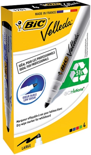 Whiteboardmarker Bic 1701 rond L assorti 4 Stuk